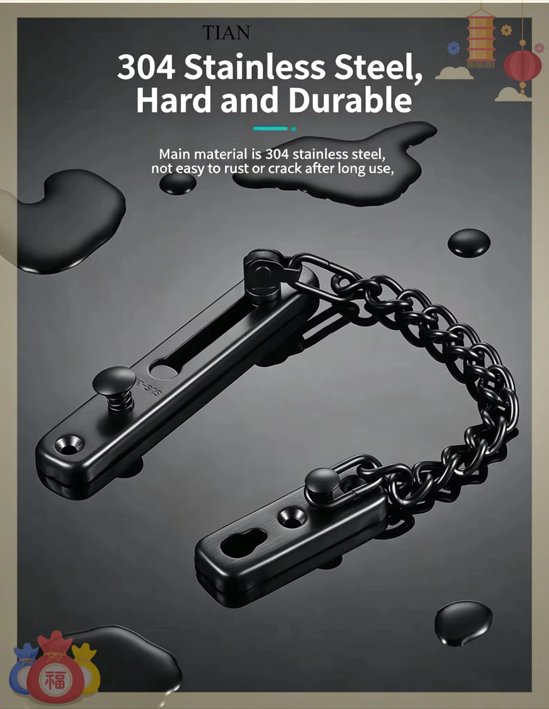 TIAN Kunci Pengaman Pintu Rant - Security Chain Door ulasan dan harga